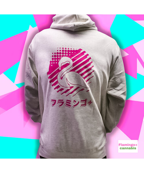 Flamingo+ Oatmeal Hoodie "Pink Kanji Text"