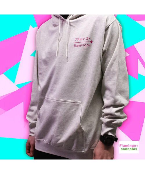 Flamingo+ Oatmeal Hoodie "Pink Kanji Text"
