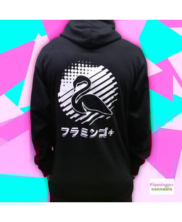 flamingo+ Flamingo+ Black Hoodie "White Kanji Text"