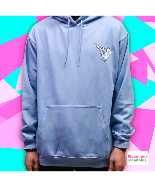 Flamingo+ Baby Blue Hoodie  "Stoner Paws"