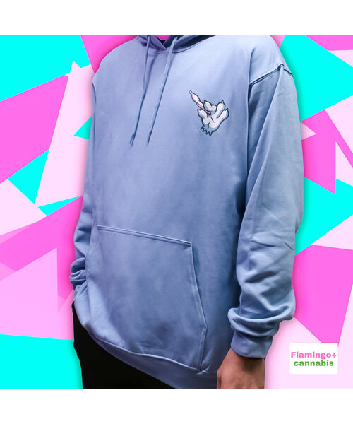 Flamingo+ Baby Blue Hoodie  "Stoner Paws"
