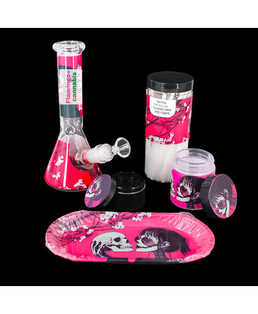 Pulsar Pulsar Design Series Beaker Bong Sesh Set "Sakura Skulls"
