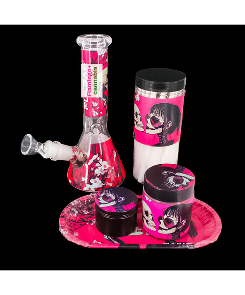 Pulsar Design Series Beaker Bong Sesh Set "Sakura Skulls"