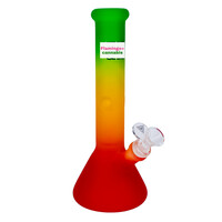 Red Eye Glass 10" Frosted Beaker Bong Rasta