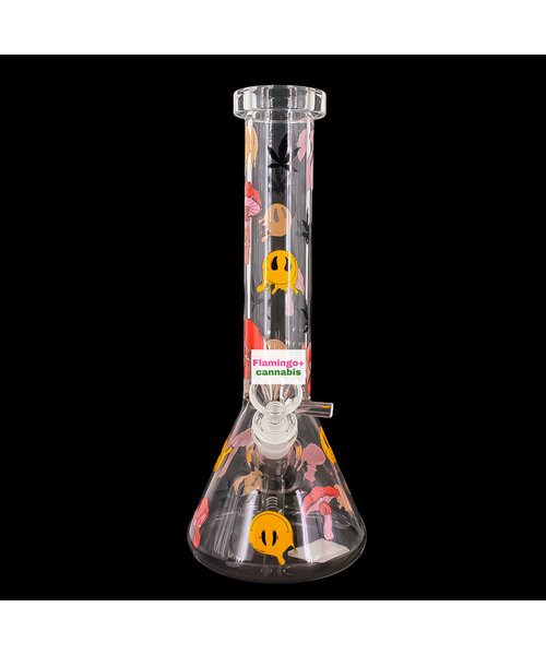 Red Eye Glass 12" Smiley Shrooms Beaker Bong