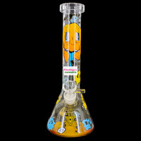 Red Eye Glass 12" Smiley Face Beaker Bong