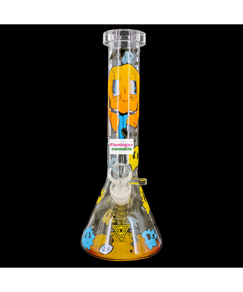 Red Eye Glass 12" Smiley Face Beaker Bong