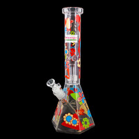 Cheech & Chong 15" Power to the Flower Dual Chamber Hex Base Beaker Bong