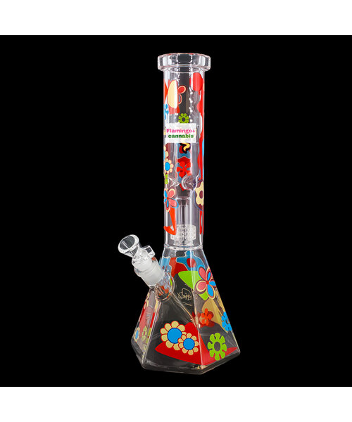 Cheech & Chong 15" Power to the Flower Dual Chamber Hex Base Beaker Bong