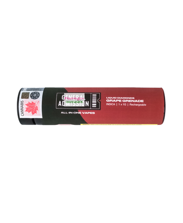 General Admission General Admission Grape Grenade AIO Liquid Diamond Indica Disposable 1G