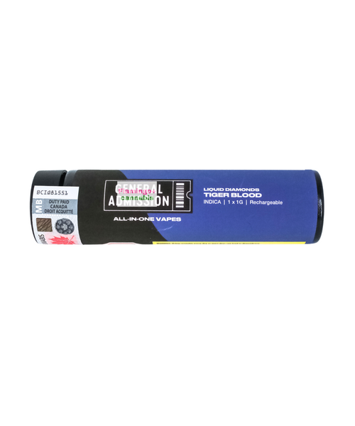 General Admission Tiger Blood AIO Liquid Diamond Indica Disposable 1G