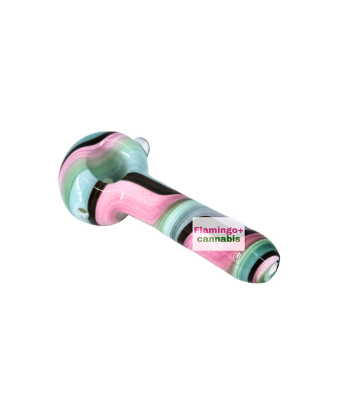4" Heady Ribbons Swirled Glass Hand Pipe