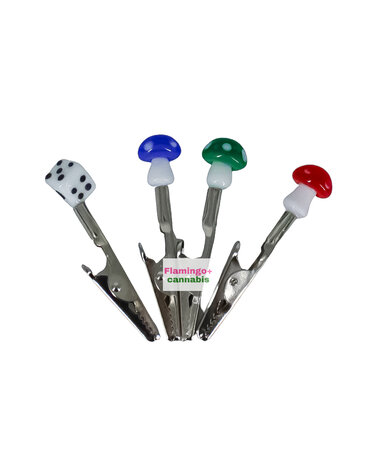UNBRANDED 2.65" Ceramic Tip Mushroom & Dice Roach Clip Assorted