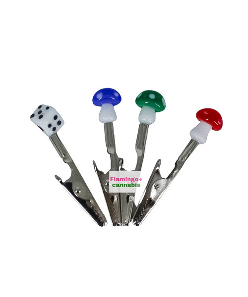 2.65" Ceramic Tip Mushroom & Dice Roach Clip Assorted