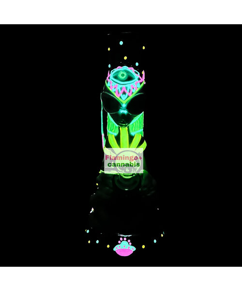 Pulsar 9.5" Psychedelic Alien Glow-In-The-Dark Bong