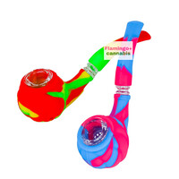 5.5" Silicone Sherlock Hand Pipe w/Glass Screen Assorted