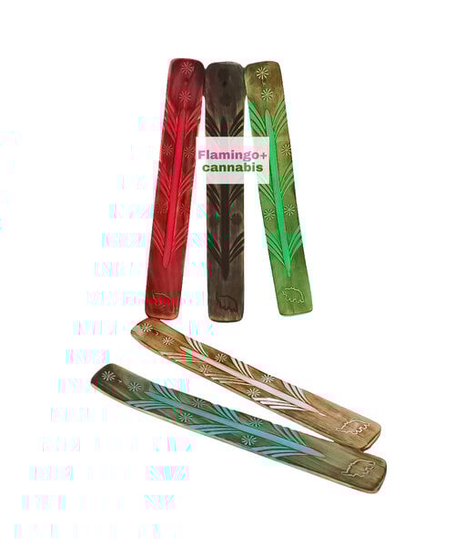 10' Wood Incense Burner Feather Design Assorted