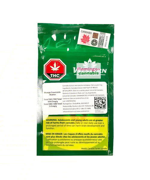 Western Cannabis Orange Creamsicle Hybrid Shatter 1.2G