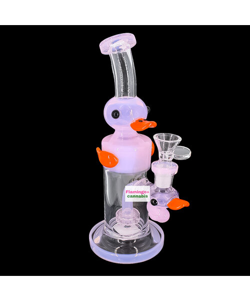 Arsenal Glass 9" Waddling Ducky Recycler Bubbler Pink