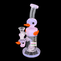 Arsenal Glass 9" Waddling Ducky Recycler Bubbler Pink