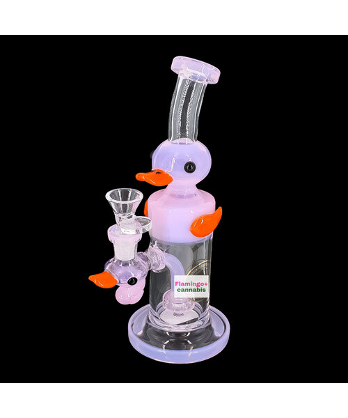 Arsenal Glass 9" Waddling Ducky Recycler Bubbler Pink