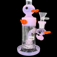 Arsenal Glass 9" Waddling Ducky Recycler Bubbler Pink