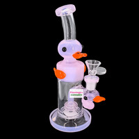 Arsenal Glass 9" Waddling Ducky Recycler Bubbler Pink