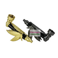 3.5" Metal Hand Pipe with Leaf Decal