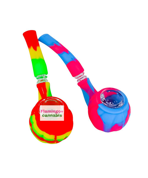 5.5" Silicone Sherlock Hand Pipe w/Glass Screen Assorted