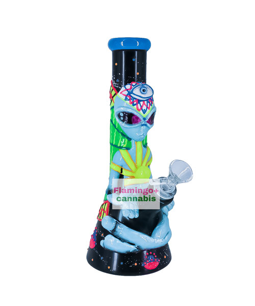 Pulsar 9.5" Psychedelic Alien Glow-In-The-Dark Bong