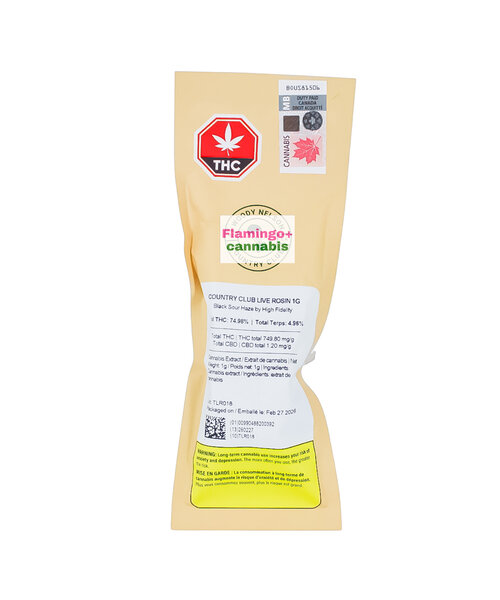 Woody Nelson Country Club Black Sour Haze Hybrid Live Rosin 1G