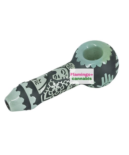 Milky Way Glass 4.5" Buddha Hand Pipe Black & Silver Frit