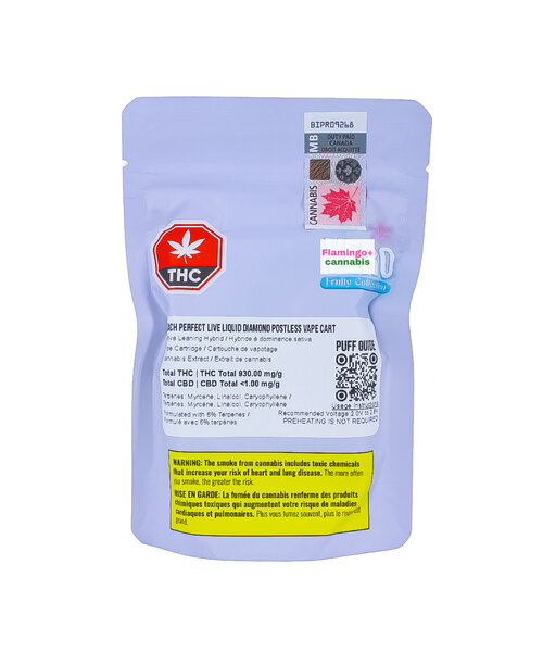 Vero Peach Perfect Liquid Diamond Postless Sativa Cartridge 1G