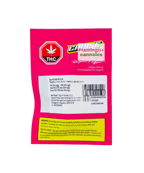 Cruise Control Raspberry RipTide THC + CBD Sativa Cartridge 2G