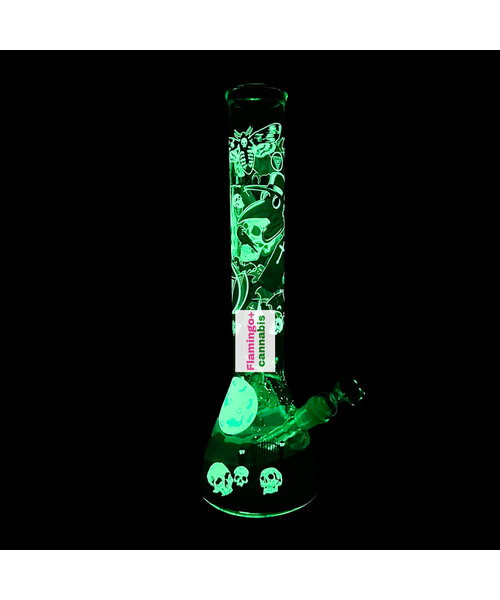 Red Eye Glass 15" Dark Cemetery Glow-In-Dark Bong