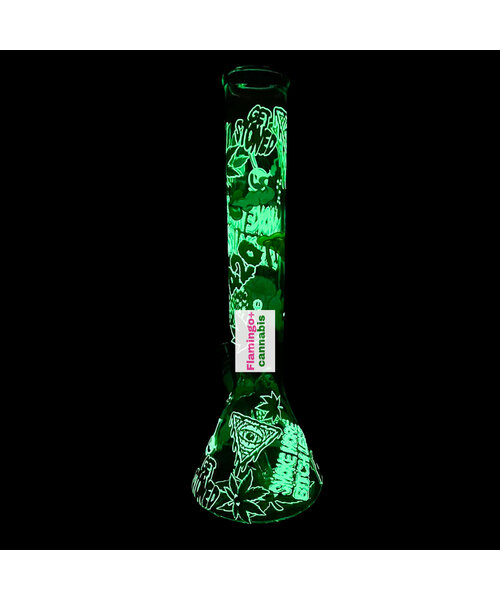 Red Eye Glass 15" Dark Canna Culture Glow-In-Dark Bong
