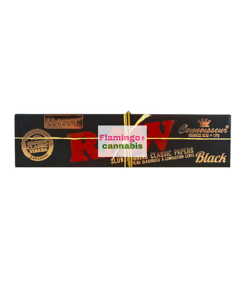 RAW BLACK KING SIZE SLIM Connoisseur Papers w/Tips
