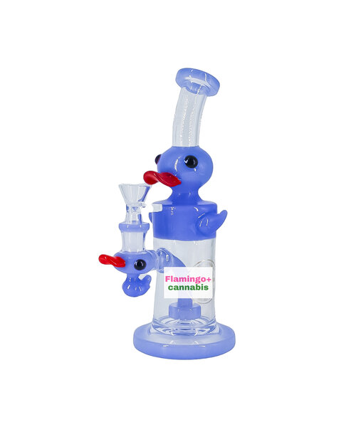 Arsenal Glass 9" Waddling Ducky Recycler Bubbler Milk Blue