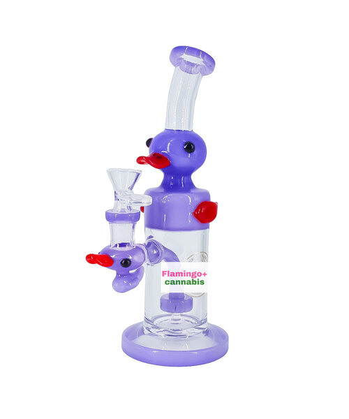 Arsenal Glass 9" Waddling Ducky Recycler Bubbler Milk Purple
