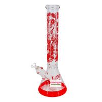Legendary Glass 16" 7mm Floral Mist Beaker Bong Red