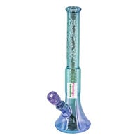 Red Eye Glass 19" 7mm Terminator Revolution Dual Chamber Beaker Bong Metallic Green