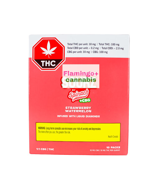 Sourz Fully Blasted Strawberry Watermelon CBG Sativa Gummies 10X10MG