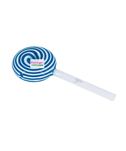 Red Eye Glass 6" Pinwheel Lollipop Hand Pipe Blue