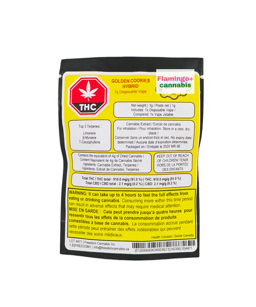Puffers Paradise Golden Cookies Hybrid Liquid Diamond Disposable 1G