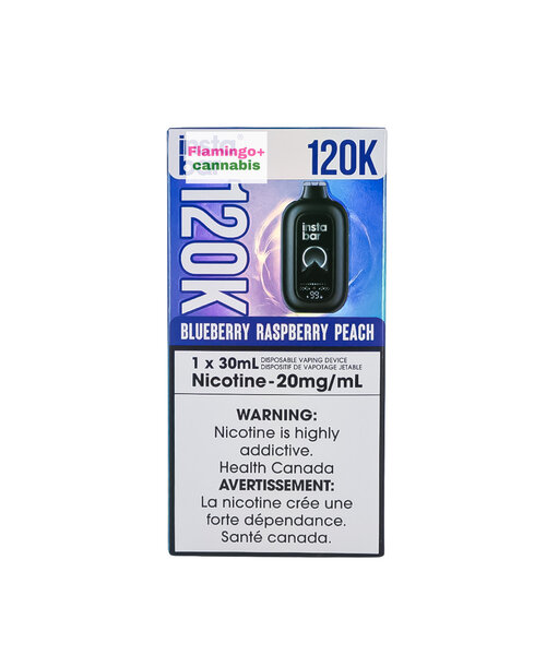 Insta Bar 120k Puff Rechargeable Disposable MB Blueberry Raspberry Peach
