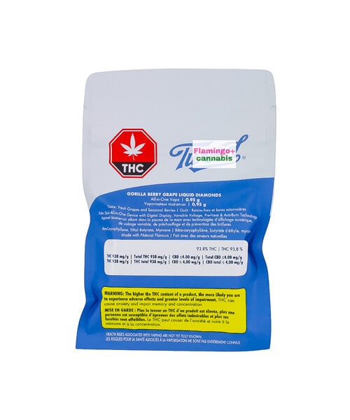 Tweed Gorilla Berry Grape Liquid Diamond Indica AIO Disposable 1G