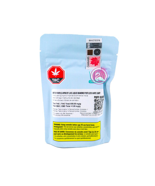 Vero Arctic Purple Apricot Liquid Diamond Postless Indica Cartridge 1G