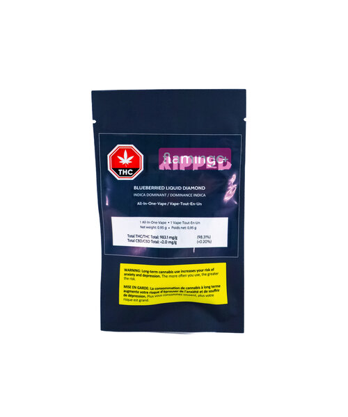 Ripped Blueberried Indica Liquid Diamond Cartridge 1G