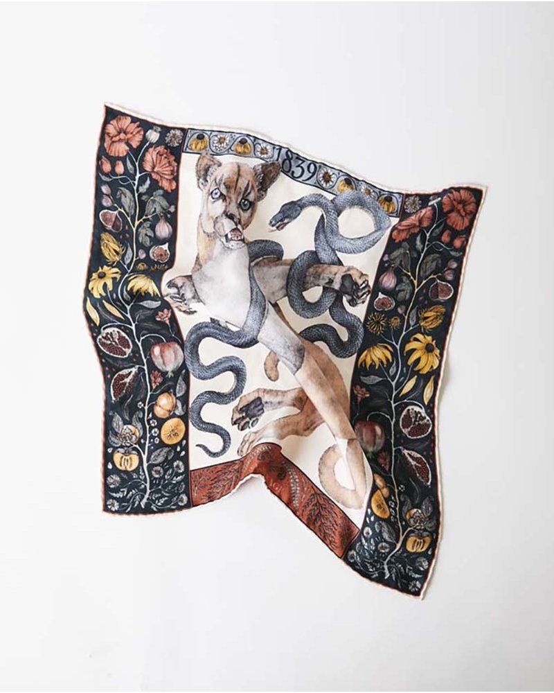 Sabina Savage SABINA SAVAGE The Cougar and Serpent Scarf Parchment Ink Small