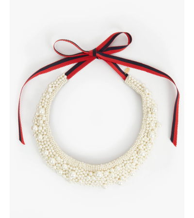 Clare V Embroidered Pearl Collar